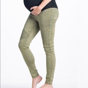 Army green Preggo moto leggings, maternity